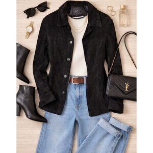 JLC New York Women's Black Suede Leather Jacket Gorgeous Quiet Luxury Size M